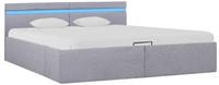 vidaXL Bett mit Bettkasten Hydraulisch LED Hellgrau Stoff 180x200 cm