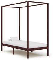 vidaXL Himmelbett-Gestell Dunkelbraun Massivholz Kiefer 90 x 200 cm