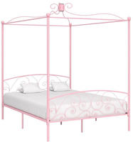 Vidaxl Metall-baldachinbett Rosa 180x200 Cm