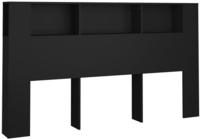 vidaXL Kopfteil mit Ablagen Schwarz 180x18,5x104,5 cm
