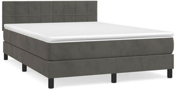 vidaXL Boxspringbett mit Matratze 140x190 cm dunkelgrau