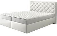 DELIFE Boxspringbett Dream-Great 160x200 cm Kunstleder Wei&szlig; mit Matratze und Topper,