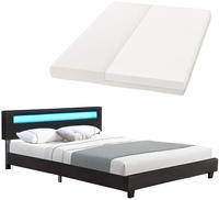 Juskys Polsterbett Paris 180 X 200 Cm Mit Matratze, Lattenrost, Led Beleuchtung &