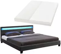Polsterbett Paris 140 X 200 Cm Mit Matratze, Lattenrost, Led Beleuchtung & Kopfteil -