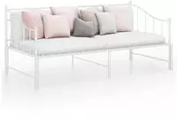 vidaXL Ausziehsofa Bettgestell Wei&szlig; Metall 90x200 cm