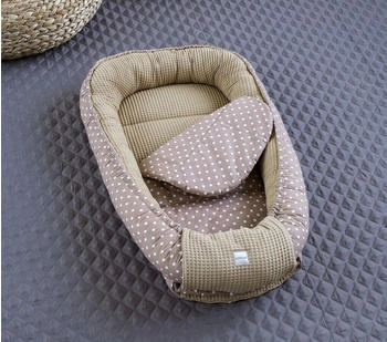 Loolay Babynestchen Waffelpique + Matratze 2 tlg. Set Punkte Braun