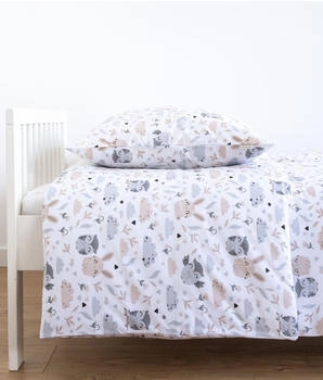 Loolay Bettwäsche 100x135 + 40x60cm Hase Eule Beige