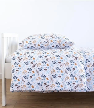 Loolay Bettwäsche 110x125 + 35x55cm Blumen Blau Gelb