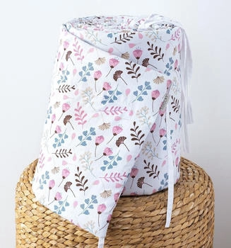 Loolay Bettumrandung 100% Baumwolle 360x30cm Blumenwiese Rosa