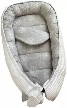 Loolay Babynestchen Waffelpique Solo 1 tlg. Set Weiß/Pusteblume Grau