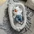 Loolay Babynestchen Minky + Kissen, Decke & Matratze 5 tlg. Set Sterne Grau
