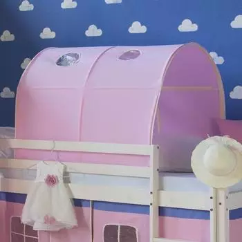 Homestyle4u Tunnel f&uuml;r Hochbett / Etagenbett, Kinder, Rosa
