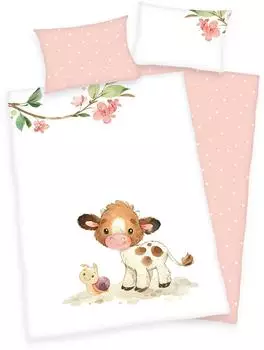 Herding babybest&reg; Bettw&auml;sche-Set &bdquo;S&uuml;&szlig;es K&auml;lbchen" Flanell 100x135/40x60cm (2685231063)