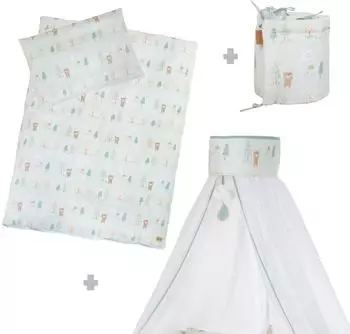 Roba Woodland Buddies Kinderbettgarnitur 4-teilig, pastellgr&uuml;n (1492S283)