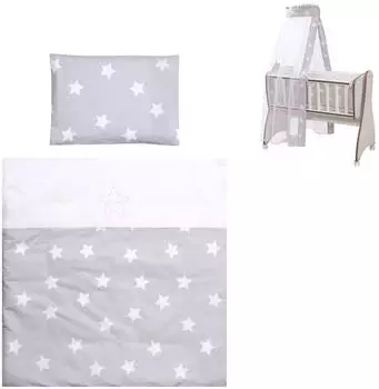 Lorelli First Dreams Babybettw&auml;sche-Set 7-teilig, Baumwolle, grau (20051163501)