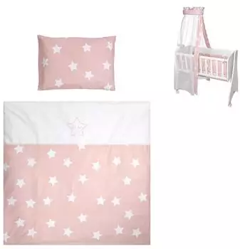 Lorelli First Dreams Babybettw&auml;sche-Set 7-teilig, Baumwolle, rosa Sterne (20051163502)