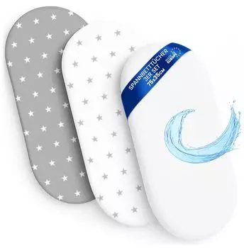Totsy Baby Spannbettlaken Baby 3er-Set 35x75cm mit wasserdichtem Matratzenschoner (PDZ807_MULTI_75X35)