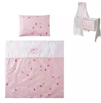 Lorelli First Dreams Babybettw&auml;sche-Set 7-teilig, rosa Schmetterlinge (20051165801)