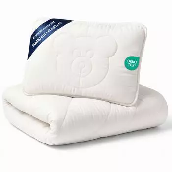 Totsy Baby Kinder-Bettdecken-Set Mikrofaser weiß 90x120cm + 40x60cm