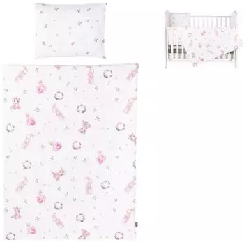 Chipolino Babybettw&auml;sche-Set 5-teilig, Baumwolle, rosa/wei&szlig;, Decke 95x125cm, Kissen 35x45cm
