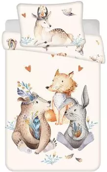 Jerry Fabrics Kinderbettwäsche Waldtiere, mehrfarbig, 100x135cm + 40x60cm