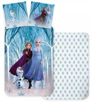BrandMac Frozen "Eiskönigin Wald" Bettwäsche-Set 100% Baumwolle, wendbar, 100x135cm + 40x60cm (Frozen4899-CBQ)