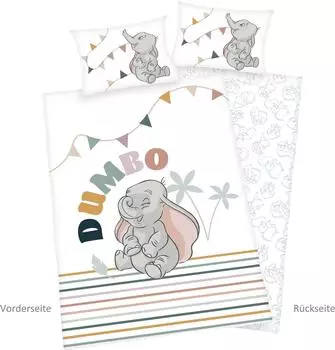 Herding Dumbo Flanell Bettw&auml;sche 100x135cm, grau (2635404063)