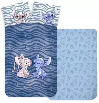BrandMac Lilo & Stitch "Schmusezeit" Baby-Bettwäsche blau, 100x135cm, 100% Baumwolle (Lilo5494-CBQ)