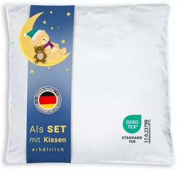 ZOLLNER Kinder-Daunenbettdecke 80x80cm, 90% Daunen, Baumwollbezug
