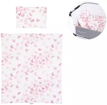 Chipolino Babybettwäsche-Set 4-teilig, Baumwolle, rosa Schmetterling (KOSCLOSETV20WB)