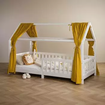 Idimex NENA Betthimmel Musselin 100% Baumwolle senfgelb, 2er Set