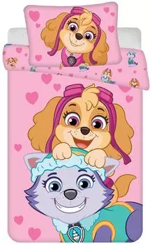 Jerry Fabrics Paw Patrol Skye & Everest Babybettw&auml;sche 100x135cm, Baumwolle (24BS072)