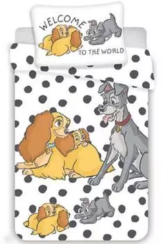 Disney Susi & Strolch Kinderbettw&auml;sche-Set, 100% Baumwolle, 100x135cm/40x60cm (19BS221)