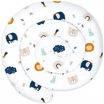 Totsy Baby Nestchenschlange XXL marineblau mit Regenbogen, 150cm