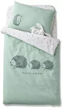 Vertbaudet Lovely Nature Baby-Bettbezug, Bio-Baumwolle, grün/ivory, 80x120cm (1061270001)