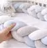 Relaxdays Geflochtene Bettschlange 220cm, grau-blau-weiß