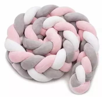 Relaxdays Bettschlange geflochten 220cm, grau-rosa