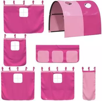 vidaXL Vorh&auml;nge f&uuml;r Hochbett mit Tunnel, Polyester, rosa (835918)
