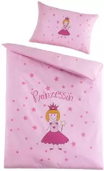 OptiDream Renforc&eacute; Kinderbettw&auml;sche Prinzessin rosa 100x135cm + 40x60cm