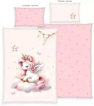 Herding Einhornzauber Kinder-Wendebettwäsche Renforcé rosa 100x135cm