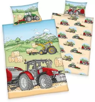 Herding Traktor Kinder-Wendebettwäsche Renforcé 100x135cm (2485243063412)