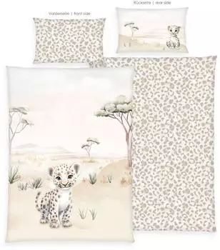 Herding Kinder-Wendebettw&auml;sche "Kleiner Leo" Renforc&eacute;, beige, 100x135+40x60cm (2485433063)