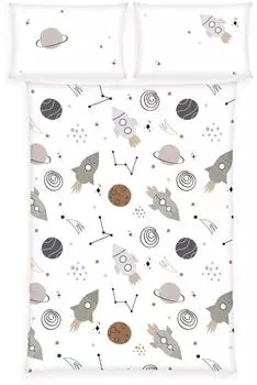 Herding babybest Flanell-Bettw&auml;sche Weltall, 100x135cm + 40x60cm, Baumwolle (2685391063)
