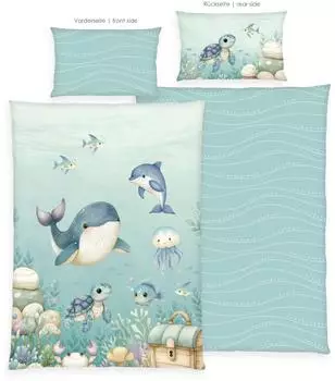 Herding Renforc&eacute; Kinder-Wendebettw&auml;sche "Ozeanfreunde" blau 100x135cm (2485485063)