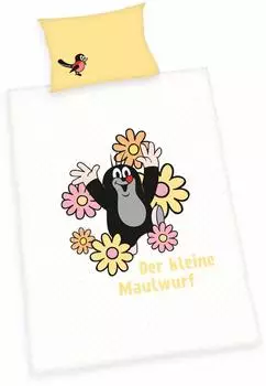 Herding Der kleine Maulwurf Bettw&auml;sche-Set, Baumwolle/Renforc&eacute;, 100x135cm + 40x60cm (2407217063412)