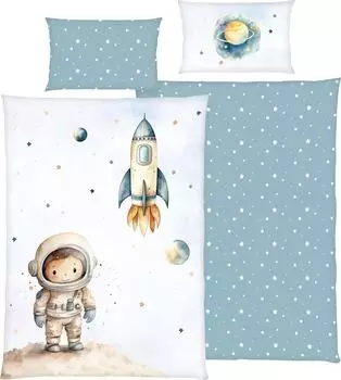 Herding Kleiner Astronaut Kinder-Wendebettw&auml;sche Renforc&eacute; 100x135cm (2485434063)