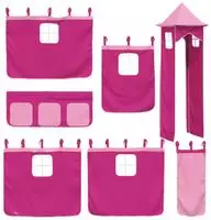 vidaXL Vorh&auml;nge f&uuml;r Hochbett mit Turm Rosa Polyester