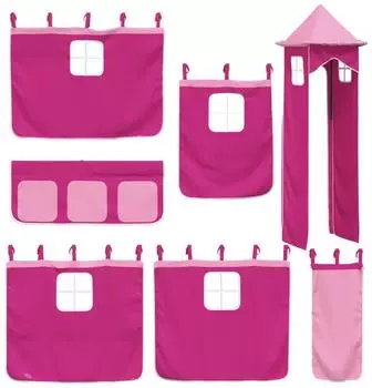vidaXL Vorh&auml;nge f&uuml;r Hochbett mit Turm, rosa, Polyester (20999)