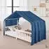 Idimex Betthimmel LIAN mit Pompons, Musselin 100% Baumwolle, blau, 125x390cm