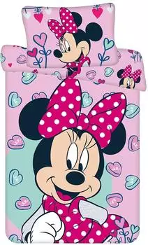 Jerry Fabrics Minnie Mouse Baby-Bettwäsche-Set rosa, 100x135cm + 40x60cm, 100% Baumwolle